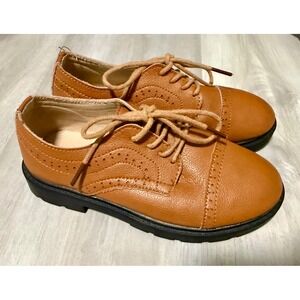 Unbranded Wingtip Oxford Shoes Kids EU 31 Tan Brown Good Pebble Grain Lug Sole‎